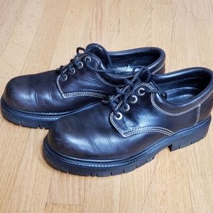 London Underground Black Leather Lug Sole Oxfords